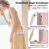 Handykette Xiaomi Hülle mit Band Handyhülle Kartenfächer PU Leder Umhängetasche Redmi Note 13 Pro 5G Rosa