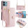 Handykette Xiaomi Hülle mit Band Handyhülle Kartenfächer PU Leder Umhängetasche Redmi Note 13 Pro 5G Rosa