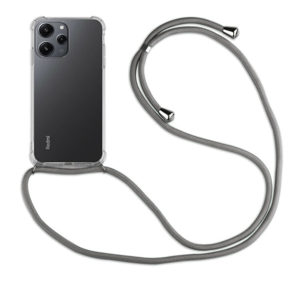 Handykette für Xiaomi Redmi 12 Handyhülle mit Band Case Hülle mit Kordel Hand Grau