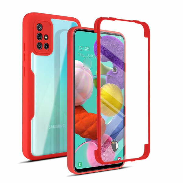 360° Grad Hülle für Samsung Galaxy A51 vollschutz Integriertem Displayschutz Rot