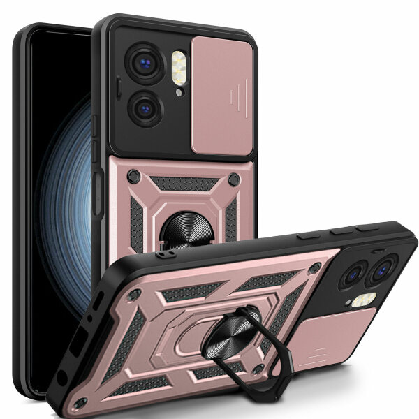 Outdoor Panzer Hülle Motorola Edge 40 Handyhülle mit Kameraschutz Ringhalter Rosegold