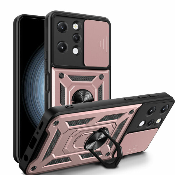 Outdoor Panzer Hülle Xiaomi Redmi 12 Handyhülle mit Kameraschutz Ringhalter Case Rosegold