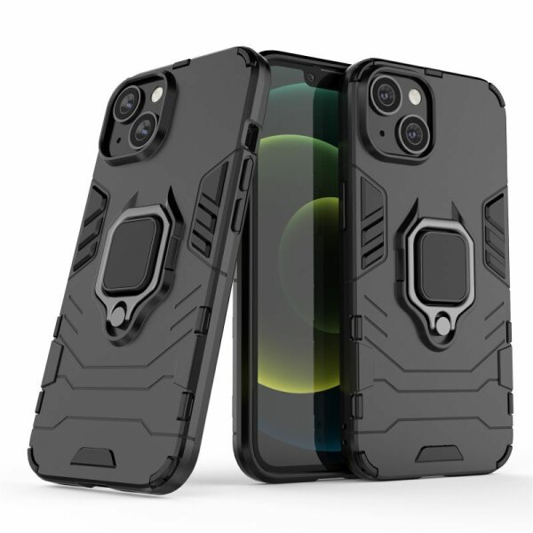 Handyhülle für Apple iPhone 14 – Ring Panzer Cover Schwarz