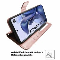 Handy Tasche Xiaomi 11T / 11T Pro Schutzhülle Book Case Flip Cover Etui Hülle BF Rosegold