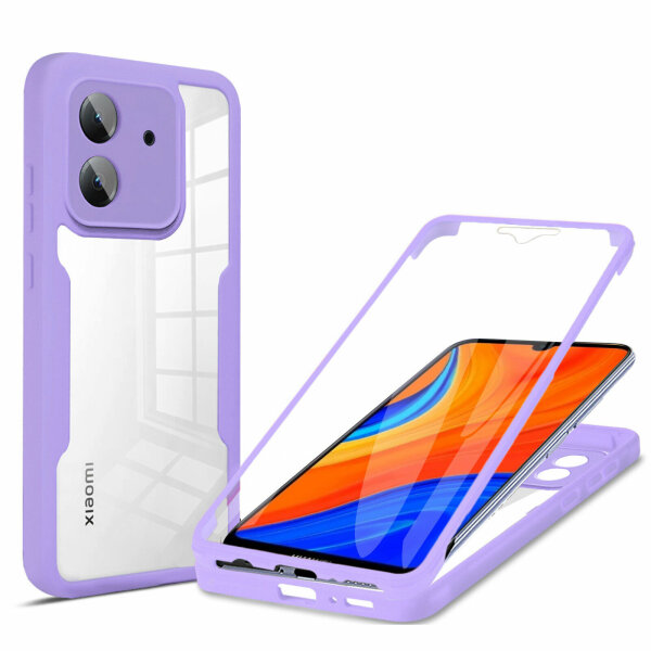 360° Grad Hülle Xiaomi Redmi 13C Rundum vollschutz Integriertem Displayschutz Lila
