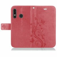 Huawei Handy Tasche Handyhülle Schutz Hülle Blumen Flip Cover Buch Case Etui Huawei P30 Lite Rosa