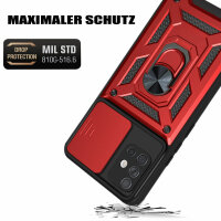 Outdoor Panzer Hülle für Samsung Galaxy A51 mit Kameraschutz Ringhalter  Rot