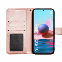 Schutz Hülle Xiaomi Redmi Note 10 Handy Tasche Flip Case Etui Schale TPU Wallet Rosegold