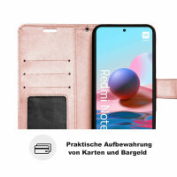 Schutz Hülle Xiaomi Redmi Note 10 Handy Tasche Flip Case Etui Schale TPU Wallet Rosegold