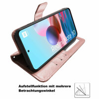 Schutz Hülle Xiaomi Redmi Note 10 Handy Tasche Flip Case Etui Schale TPU Wallet Rosegold
