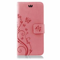 Huawei Handy Tasche Handyhülle Schutz Hülle Blumen Flip Cover Buch Case Etui Huawei P20 Rosa