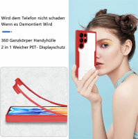 360° Grad Hülle für Samsung Galaxy S24 Ultra mit Integriertem Displayschutz Rot