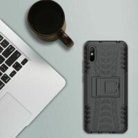 Schutz Hülle Xiaomi Handy Tasche Case Cover Silikon Schale Outdoor Handyhülle BF Xiaomi Redmi 9A Schwarz