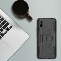 Schutz Hülle Xiaomi Handy Tasche Case Cover Silikon Schale Outdoor Handyhülle BF Xiaomi Redmi 9A Schwarz