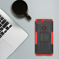 Handy Tasche Lenovo Motorola Panzer Hülle Hybrid Case Cover Schutzhülle Bumper Motorola Moto E6 Play Rot