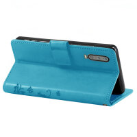 Huawei Handy Tasche Handyhülle Schutz Hülle Blumen Flip Cover Buch Case Etui Huawei P30 Blau