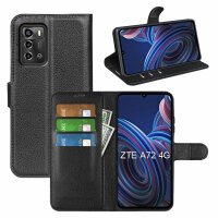 Handyhülle für ZTE Blade V40 Vita / A72 4G – Klapphülle PU-Leder Schwarz