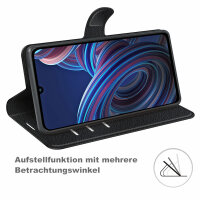 Handyhülle für ZTE Blade V40 Vita / A72 4G – Klapphülle PU-Leder Schwarz