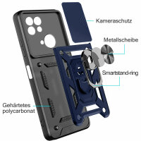 Outdoor Panzer Hülle für Xiaomi Redmi 10C mit Kameraschutz Ringhalter Handyhülle Blau