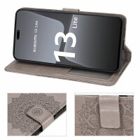Hülle für Xiaomi 13 Lite Handyhülle Handy Tasche Klapphülle Wallet Case Etui Grau