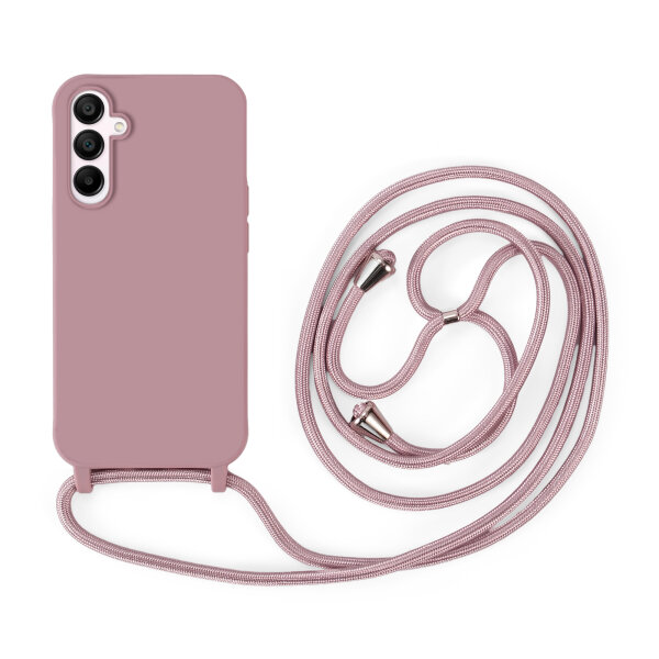 Handykette für Samsung Hanyhülle mit Band Hülle mit Kodel Smartphone Halskette Galaxy A15 Rosa