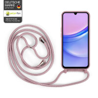 Handykette für Samsung Hanyhülle mit Band Hülle mit Kodel Smartphone Halskette Galaxy A15 Rosa