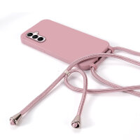 Handykette für Samsung Hanyhülle mit Band Hülle mit Kodel Smartphone Halskette Galaxy A15 Rosa