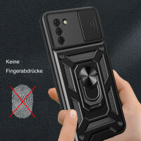 Outdoor Panzer Hülle Nokia G22 Handyhülle mit Slide Kameraschutz Ringhalter Schwarz