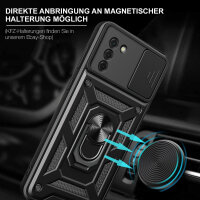 Outdoor Panzer Hülle Nokia G22 Handyhülle mit Slide Kameraschutz Ringhalter Schwarz
