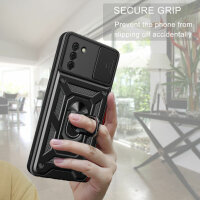 Outdoor Panzer Hülle Nokia G22 Handyhülle mit Slide Kameraschutz Ringhalter Schwarz