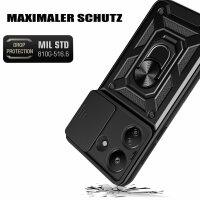 Outdoor Panzer Hülle Xiaomi Redmi 13C / Poco C65 Handyhülle Kameraschutz Ringhal Schwarz