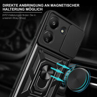 Outdoor Panzer Hülle Xiaomi Redmi 13C / Poco C65 Handyhülle Kameraschutz Ringhal Schwarz