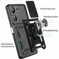 Outdoor Panzer Hülle Xiaomi Redmi 13C / Poco C65 Handyhülle Kameraschutz Ringhal Schwarz