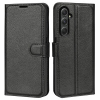 Klapphülle für Samsung Galaxy A55 5G (Schwarz) - Handyhülle PU Leder Hülle Case