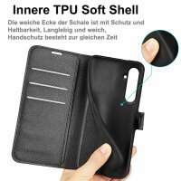 Klapphülle für Samsung Galaxy A55 5G (Schwarz) - Handyhülle PU Leder Hülle Case
