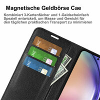 Klapphülle für Samsung Galaxy A55 5G (Schwarz) - Handyhülle PU Leder Hülle Case