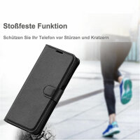Klapphülle für Samsung Galaxy A55 5G (Schwarz) - Handyhülle PU Leder Hülle Case