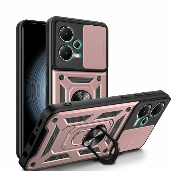 Outdoor Hülle Xiaomi Redmi Note 12 5G / Poco X5 5G Handyhülle mit Kameraschutz Rosegold