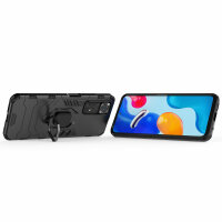Hülle für Xiaomi Redmi Note 11 / 11S, Schutzhülle Ring Case Silikon Cover Bumper Schwarz