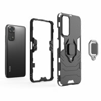 Hülle für Xiaomi Redmi Note 11 / 11S, Schutzhülle Ring Case Silikon Cover Bumper Schwarz