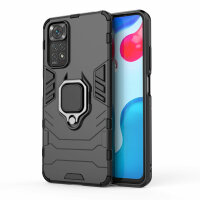 Hülle für Xiaomi Redmi Note 11 / 11S, Schutzhülle Ring Case Silikon Cover Bumper Schwarz
