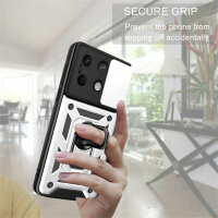 Outdoor Panzer Hülle Xiaomi Redmi Note 13 5G Handyhülle Kameraschutz Ringhalter  Silber