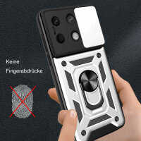 Outdoor Panzer Hülle Xiaomi Redmi Note 13 5G Handyhülle Kameraschutz Ringhalter  Silber