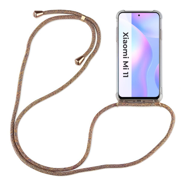 Xiaomi Hülle mit Band Schutzhülle Handykette Silikon Handy Tasche mit Schnur Neu Xiaomi Mi 11 Rainbow