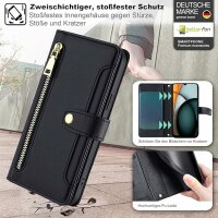 Handykette Xiaomi Hülle mit Band Handyhülle Kartenfächer PU Leder Umhängetasche Redmi A3 Schwarz