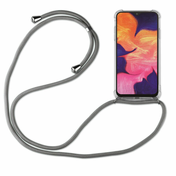 Handy Hülle mit Band Schutzhülle Handykette Seil Silikon Handy Tasche mit Schnur Samsung Galaxy S20 FE SM-G780F Grau