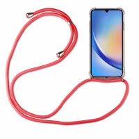 Handykette für Samsung Galaxy A34 5G Handyhülle mit Band Case Hülle mit Kordel Rot