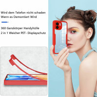 360° Grad Hülle Xiaomi Redmi A1 /A2 Rundum vollschutz Integriertem Displayschutz Rot