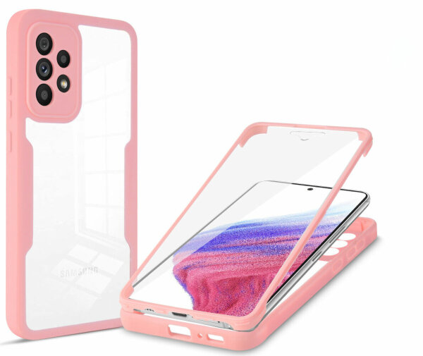 360° Grad Hülle für Samsung Galaxy A53 5G vollschutz Integriertem Displayschutz Rosa