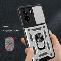 Outdoor Panzer Hülle Honor 90 Lite Handyhülle mit Slide Kameraschutz Ringhalter Silber